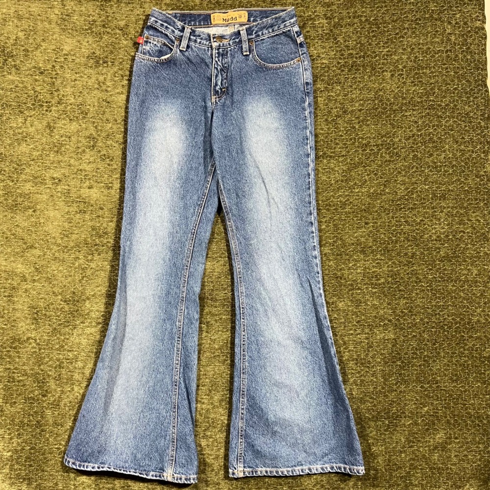 Mudd Jeans Womens Size 5 Blue Flare Leg Faded Denim 100% Cotton 90s Style